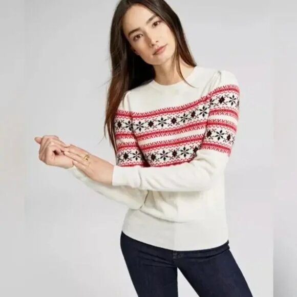 Charter Club Luxury Cashmere Sweater Vintage Holiday Fair Isle Women's Sz M B8 - Picture 2 of 11